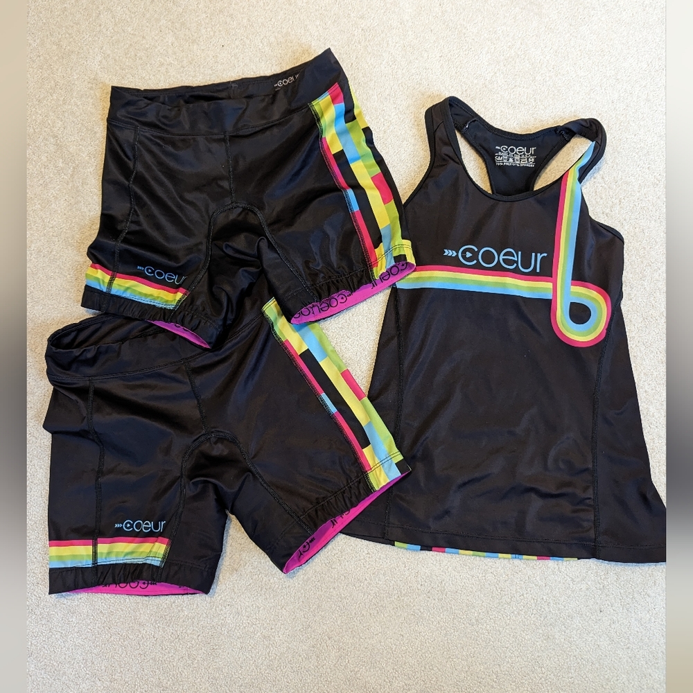Coeur sports triathlon kit with extra shorts size small